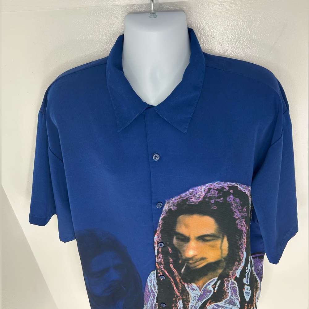 Bob Marley Vintage Dragonfly Shirt XXL Blue Rasta Reggae All Over Big Print VTG - Picture 6 of 13